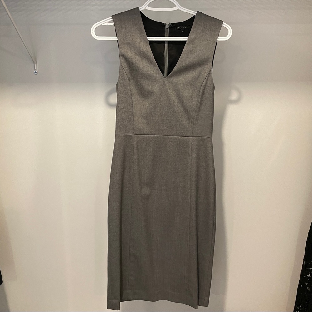 Theory V-Neck Grey Dress
